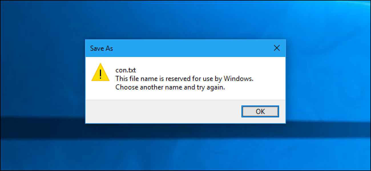 Windows 10 ne vous laissera toujours pas utiliser ces noms de fichiers réservés en 1974