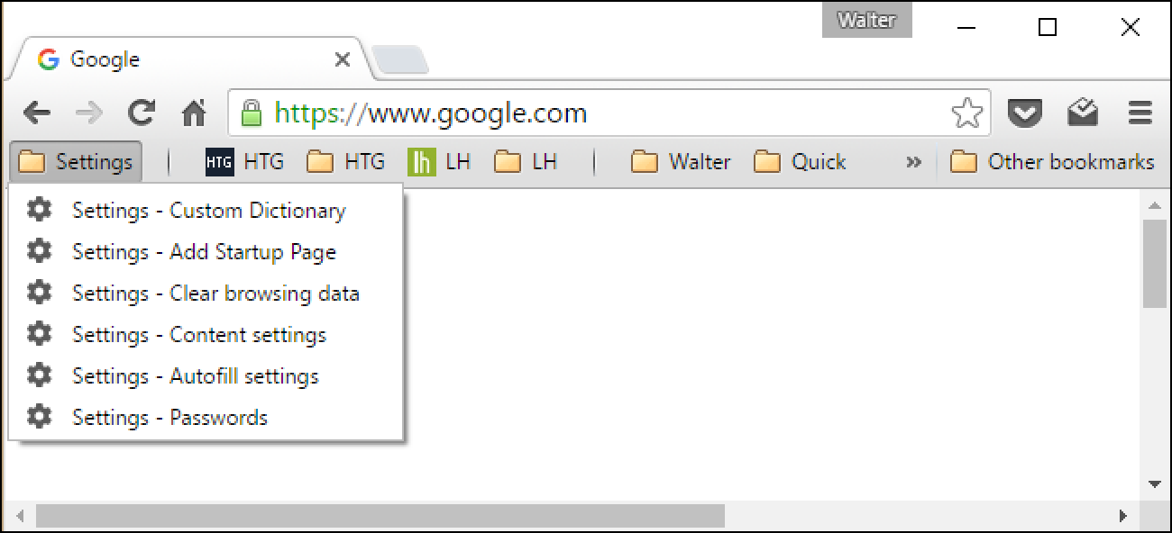 Ajouter les pages de paramètres Chrome aux favoris pour un accès plus rapide ultérieurement