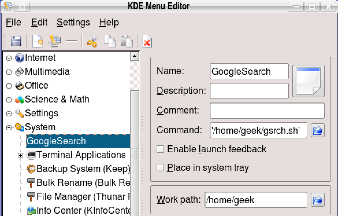 Activer la recherche Google à partir du raccourci clavier dans KDE sur (k) Ubuntu