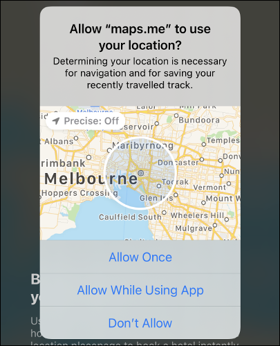 UNE "Précis: Off" emplacement sur une carte dans iOS 14.