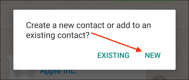 Appuyez sur le bouton Nouveau pour le contact sur Android