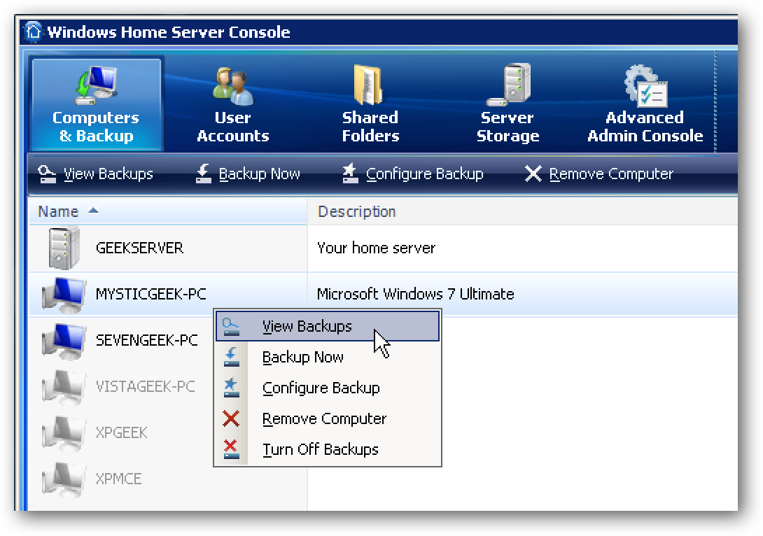 Restaurer des fichiers à partir de sauvegardes sur Windows Home Server