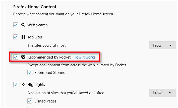 Décocher "Recommandé par Pocket" dans les options de Firefox.
