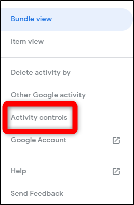 Mon activité Google Commandes relatives à l'activité des clics
