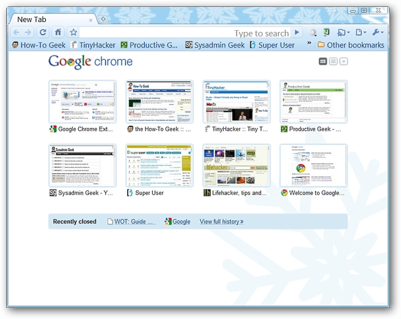 Ajouter une page Nouvel onglet de style iGoogle à Chrome