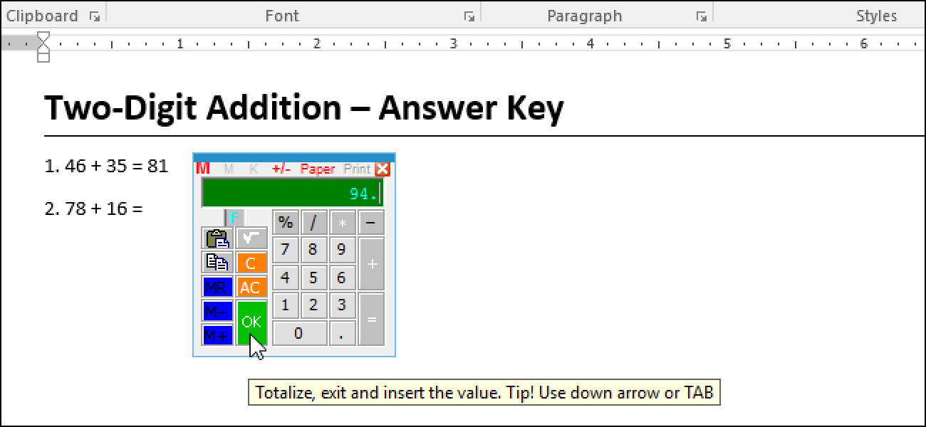 Comment ajouter une calculatrice à Microsoft Word