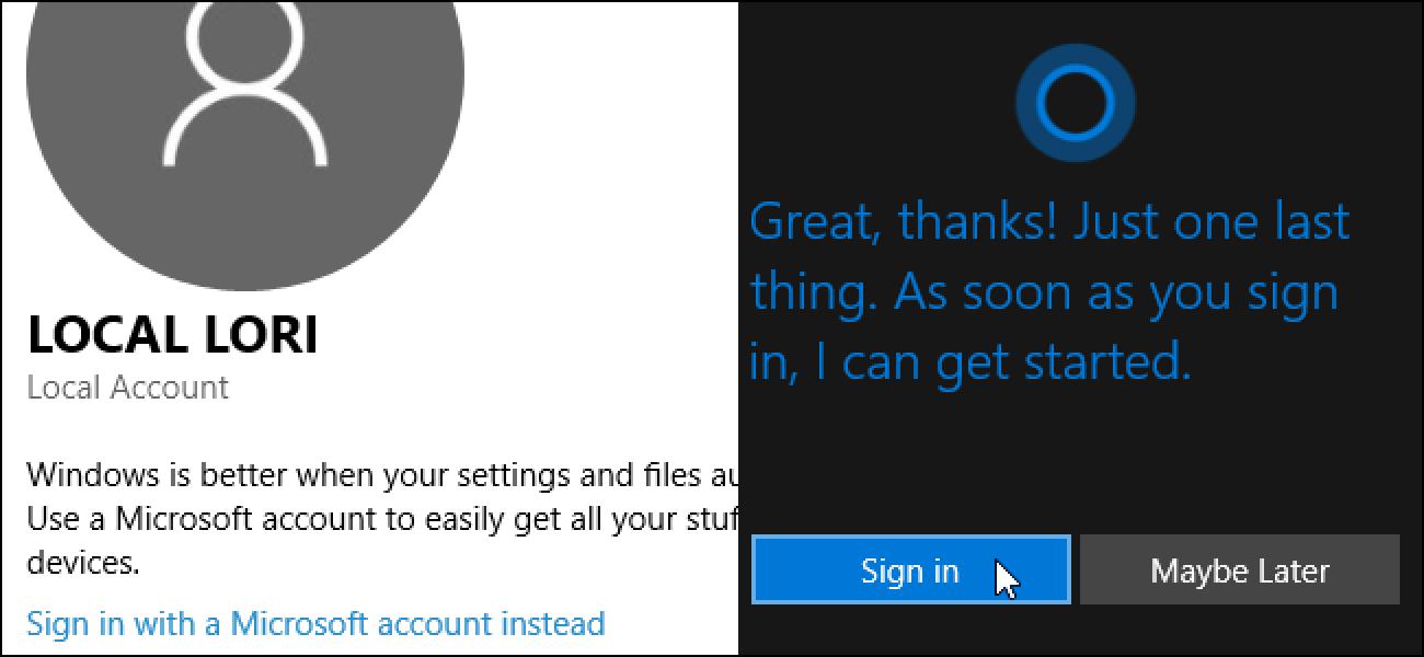 Comment utiliser Cortana avec un compte d'utilisateur local dans Windows 10