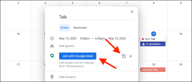 Rejoignez Google Meet depuis Google Agenda
