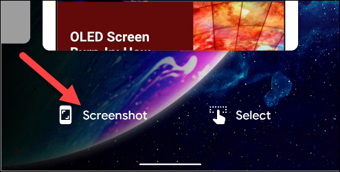 Capture d'écran android 11 dans le menu de présentation