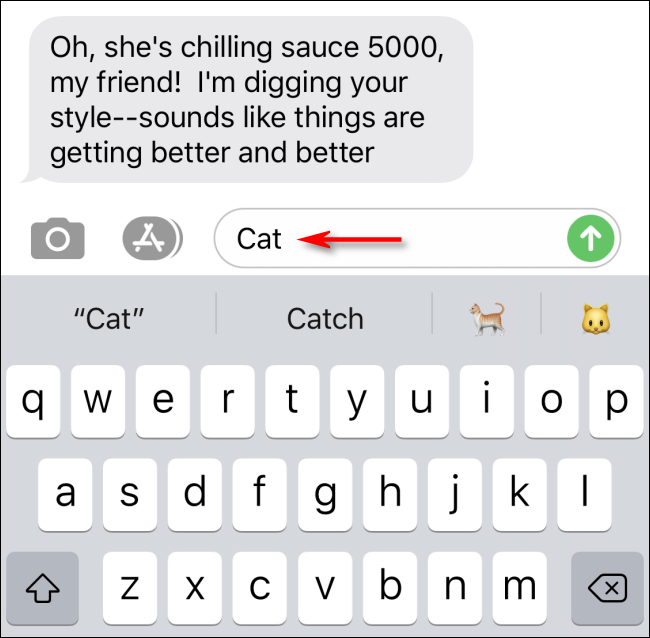 Tapez des messages pour voir la recherche de texte prédictif emoji