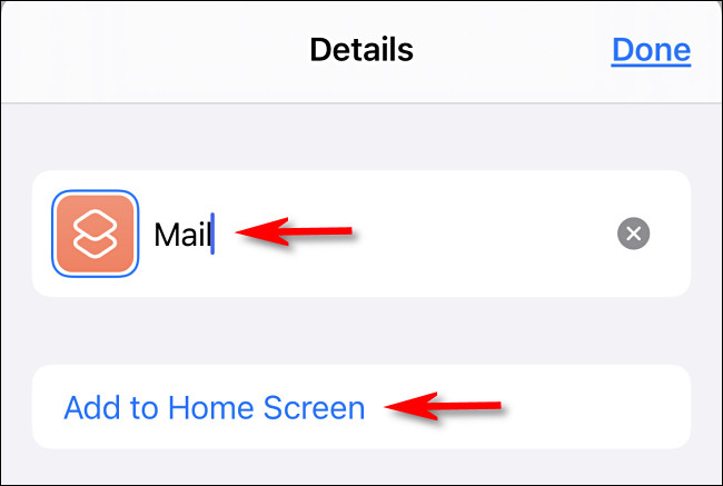 Saisissez le nom de l'icône de l'application, appuyez sur "ajouter à l'écran d'accueil."