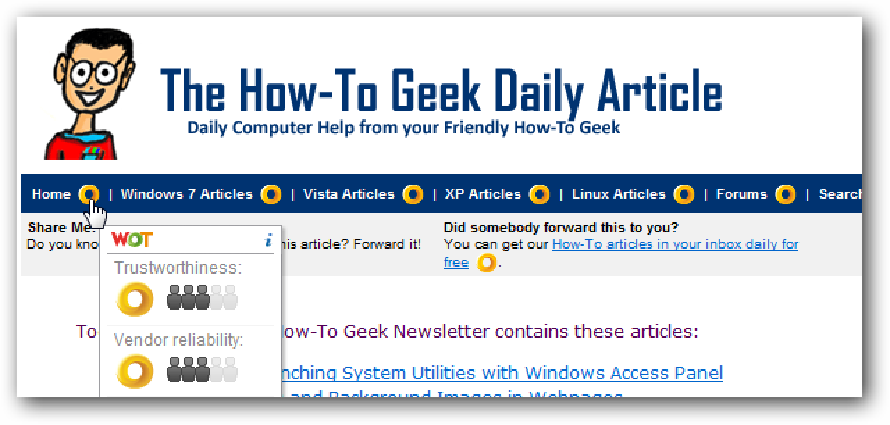 Classement WOT, la newsletter How-To Geek et vous