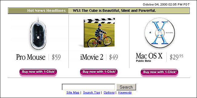 Le CD de la bêta publique de Mac OS X sur le site Web d'Apple en octobre 2000.