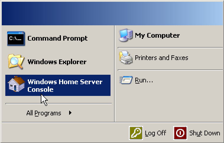 Gérer les paramètres de Windows Home Server