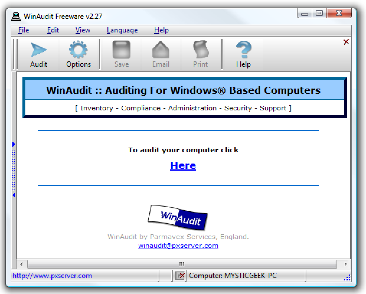 Créer un rapport du matériel et des logiciels installés avec WinAudit