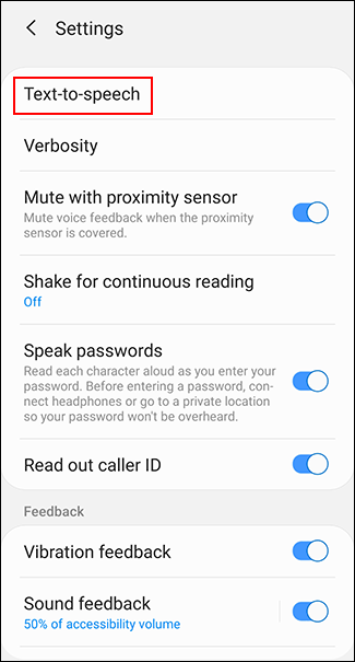Appuyez sur Synthèse vocale ou Sortie de synthèse vocale, selon votre appareil Android