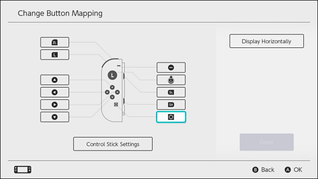 Sélectionnez un mappage de bouton à modifier sur Nintendo Switch