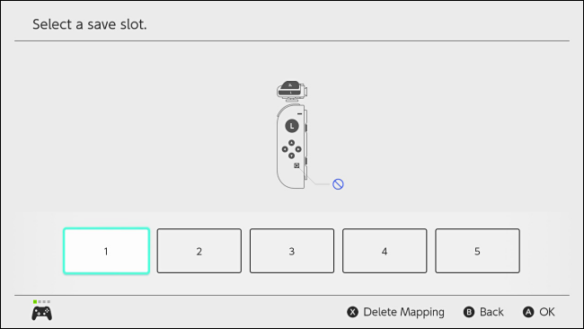 Sélectionnez l'emplacement de mappage de bouton personnalisé sur Nintendo Switch