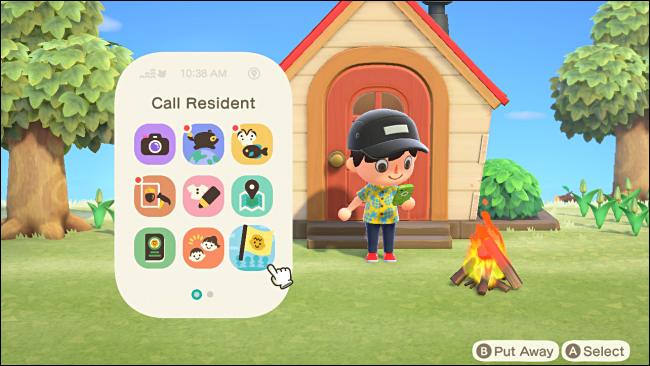 Sélectionnez Appeler un résident dans Animal Crossing: New Horizons