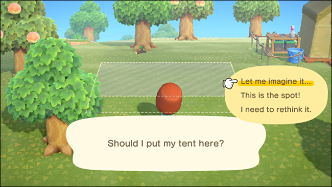 Placer une tente dans Animal Crossing: New Horizons