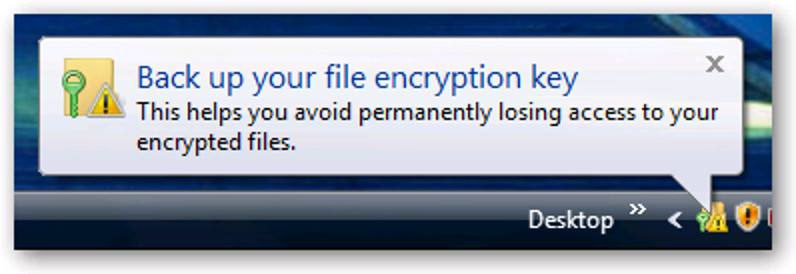 Sauvegardez votre clé de chiffrement de fichiers dans Windows Vista