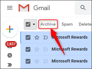 Le bouton Archive Gmail