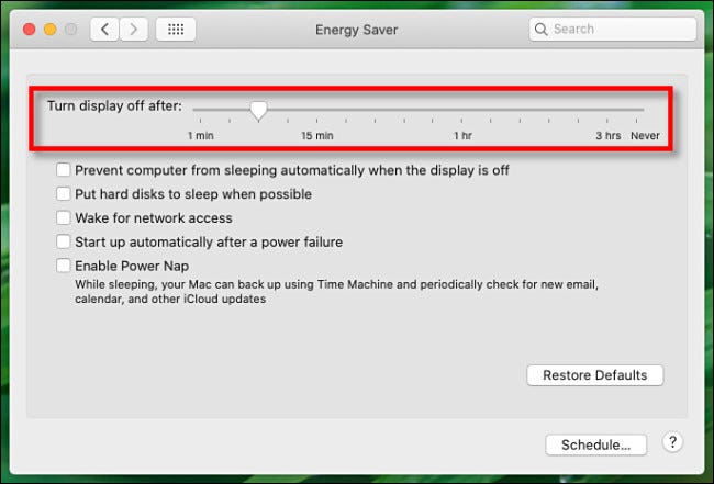 Curseur d'affichage Mac Energy Saver