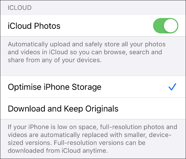 Activer le "Photos chez iCloud" option sur iOS,