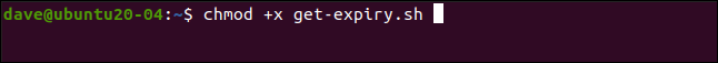 chmod + x get-expiry.sh dans une fenêtre de terminal.