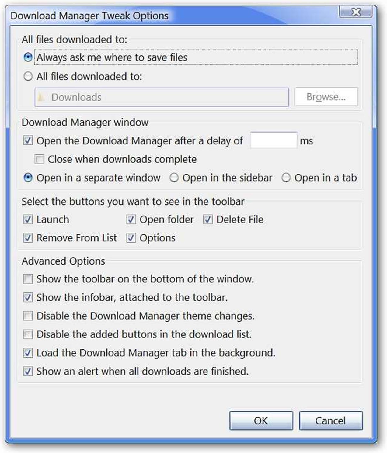 Modifier le gestionnaire de téléchargement de Firefox avec Download Manager Tweak