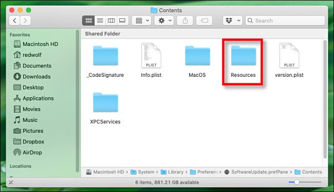Dans Finder sur Mac, cliquez sur l'icône "Ressources" dossier.