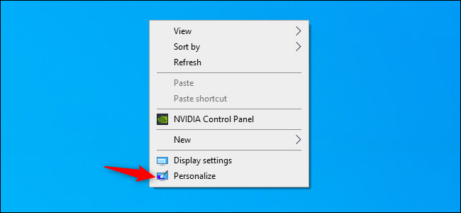 L'option Personnaliser dans le menu contextuel du bureau de Windows 10
