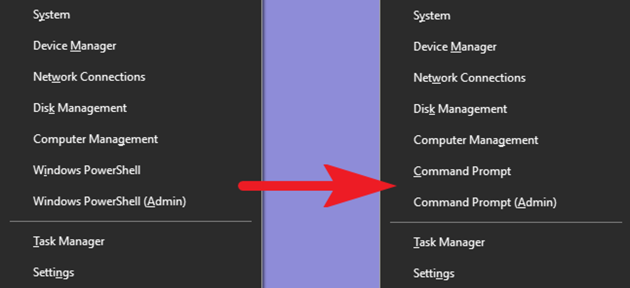Comment remettre l'invite de commande dans le menu Utilisateurs avec pouvoir de Windows + X