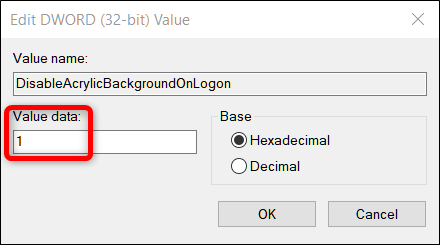Double-cliquez sur la nouvelle valeur que vous avez ajoutée, puis modifiez le champ Données de la valeur de 0 à 1