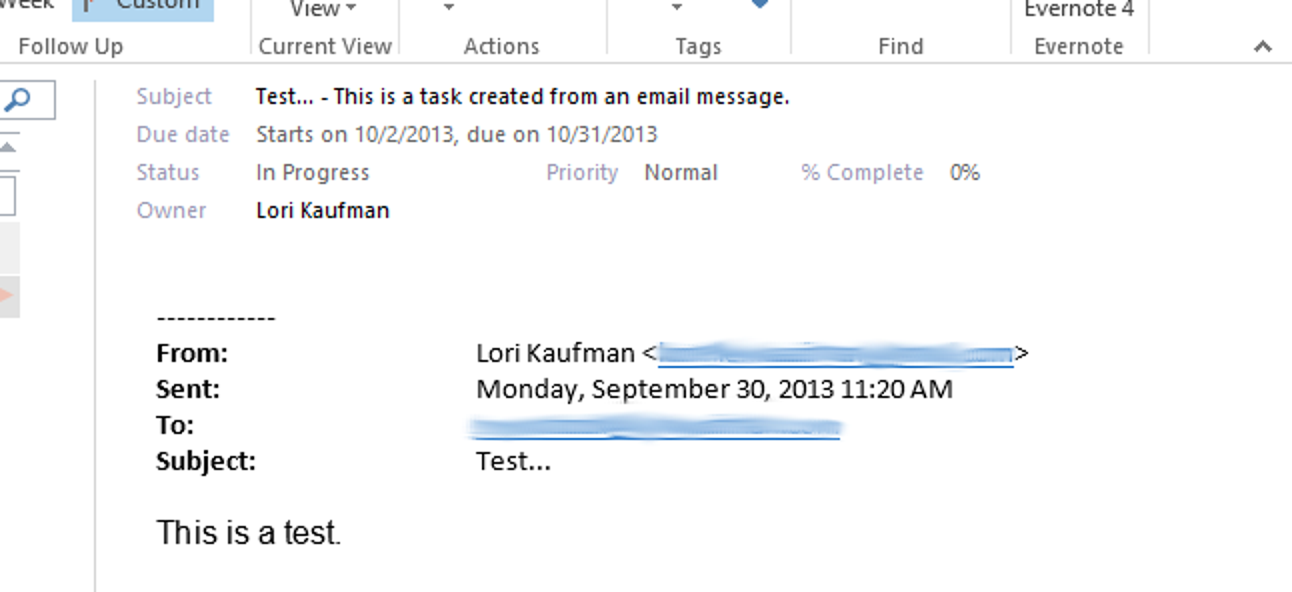 Comment créer une tâche à partir d'un message électronique dans Outlook 2013