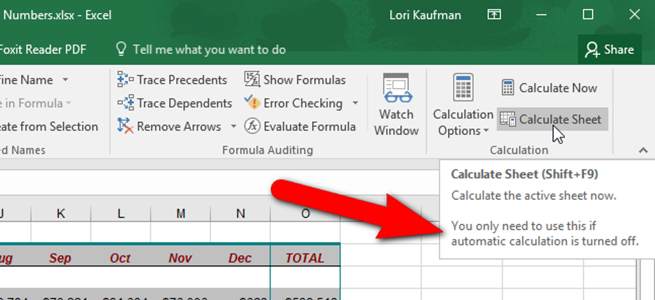 Comment calculer manuellement uniquement la feuille de calcul active dans Excel