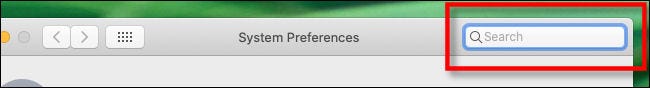 Barre de recherche des préférences système sur Mac