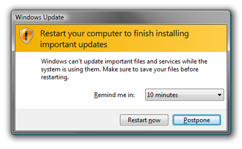 Désactiver temporairement le redémarrage automatique de Windows Update dans Win7 ou Vista