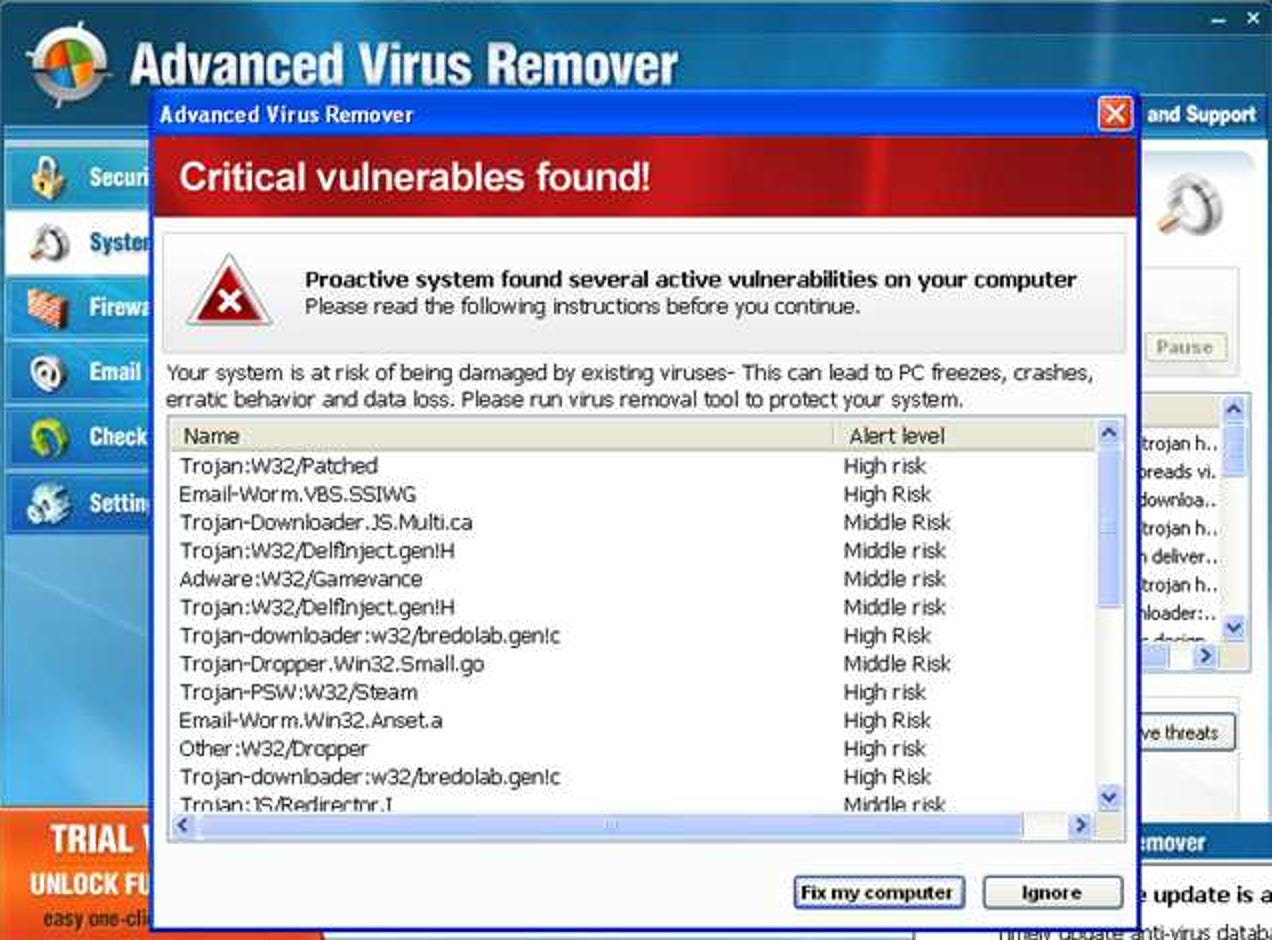 Comment supprimer Advanced Virus Remover et autres logiciels malveillants antivirus / faux