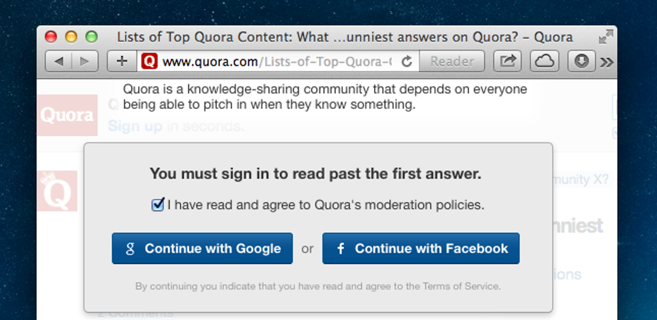 Comment voir toutes les réponses sur Quora et contourner leur connexion désagréable