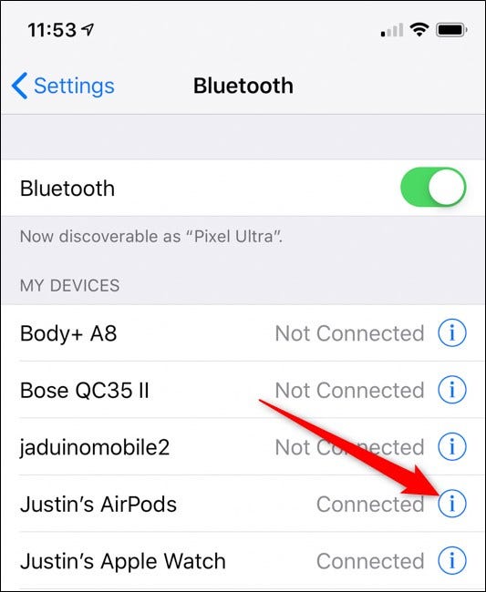 Paramètres Bluetooth Apple iPhone