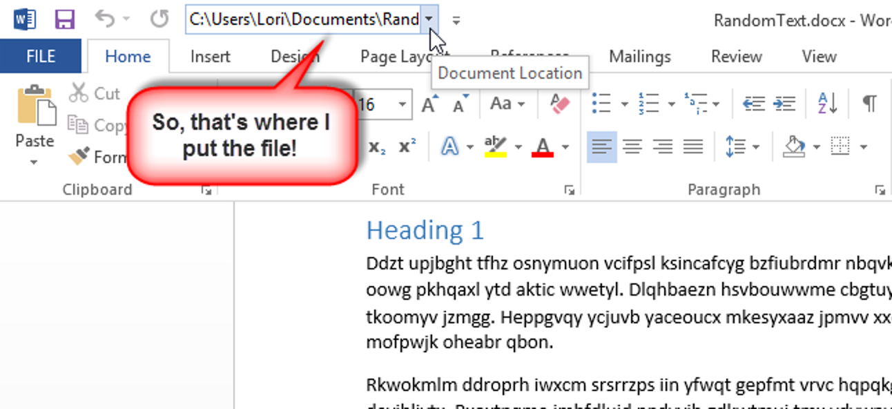 Comment afficher l'emplacement d'un fichier dans la barre d'outils d'accès rapide dans Office 2013