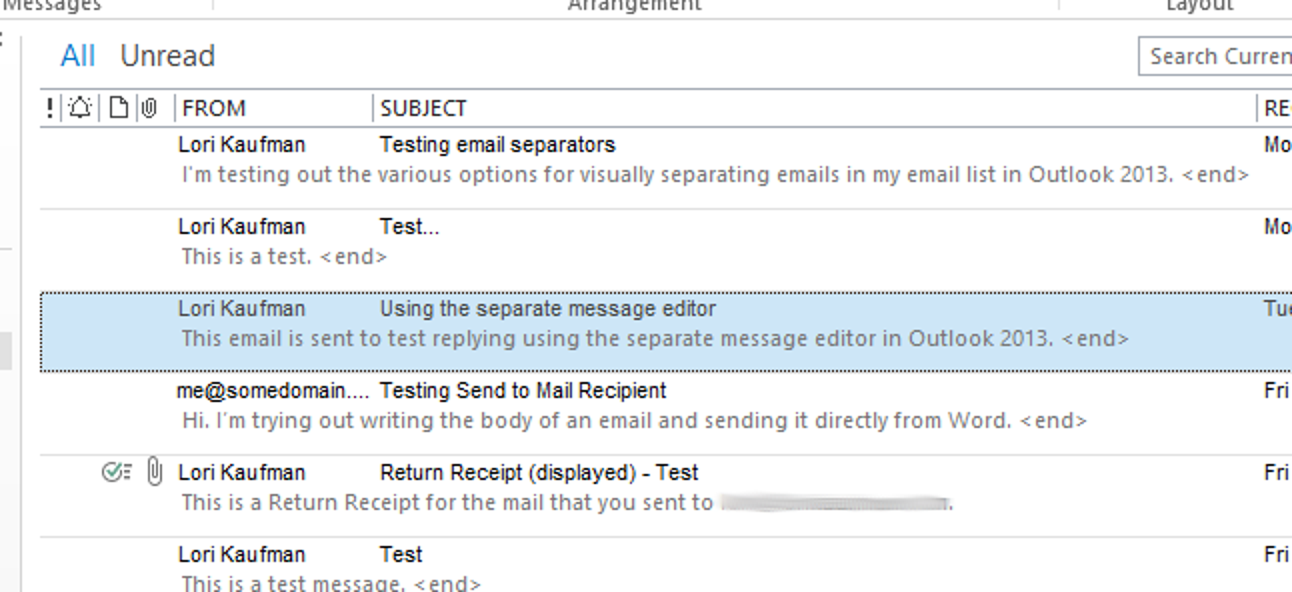 Comment créer une séparation plus claire entre chaque e-mail dans votre liste de messages dans Outlook 2013