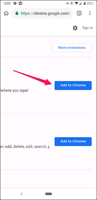Zoom sur le bouton Ajouter à Chrome