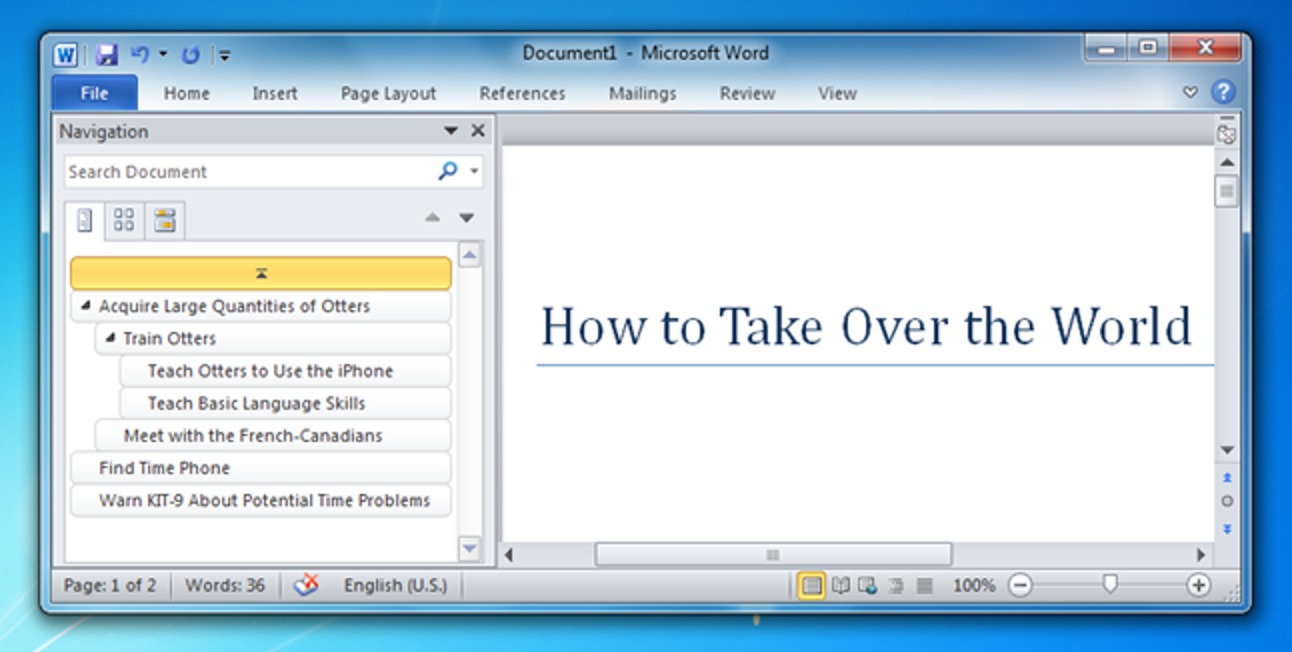 Utilisez le volet de navigation dans Word 2010 pour réorganiser facilement des documents