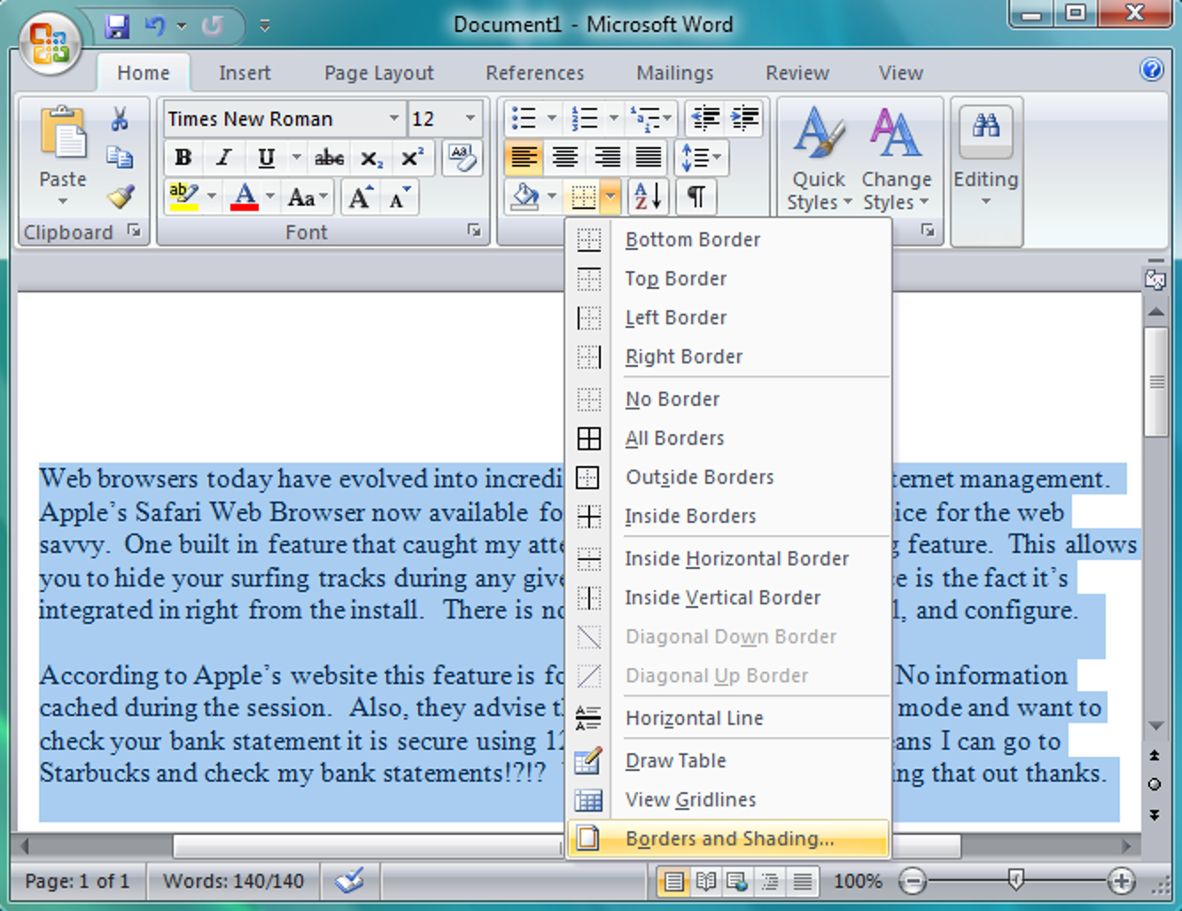 Améliorez vos documents Word 2007 avec des bordures de paragraphe et un ombrage