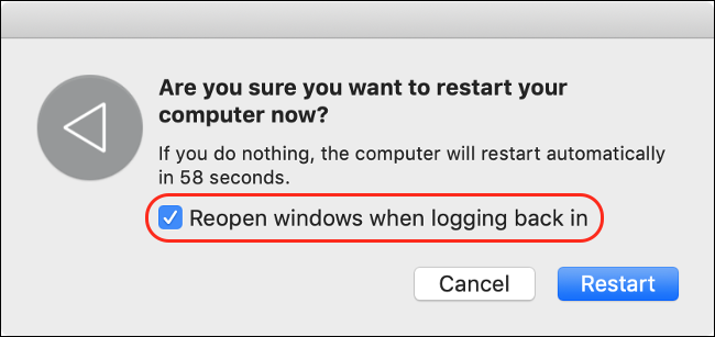 Désactiver la réouverture de Windows lors de la connexion pour un temps de démarrage plus rapide
