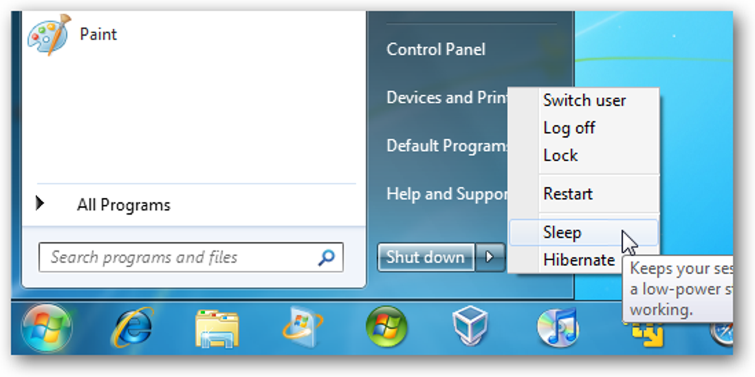Supprimer les boutons d'arrêt et de redémarrage dans Windows 7
