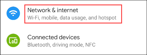 Paramètres réseau et Internet Android