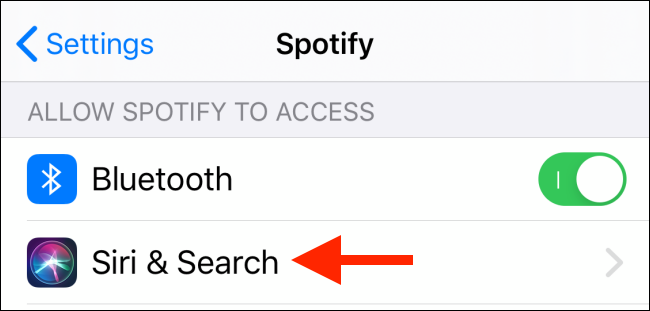 Appuyez sur Siri et recherchez dans la section Spotify